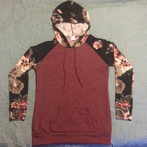 Maroon and floral Wanna B Hoodie